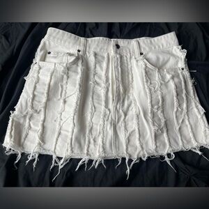 H&M Edition White Denim Skirt w/ Distressed detail